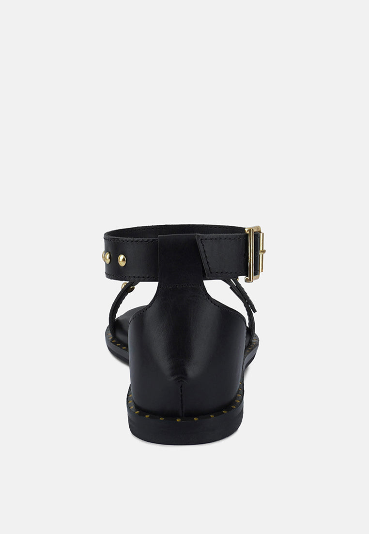 rosemary buckle strap flat sandals#color_black