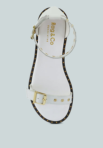 rosemary buckle strap flat sandals#color_white