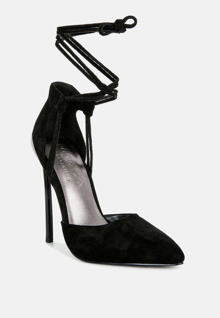 rule breaker lace up stiletto heel suede sandals#color_black