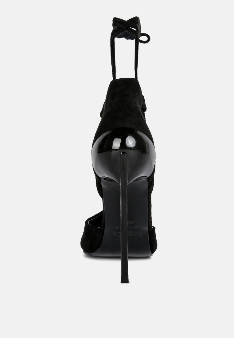 rule breaker lace up stiletto heel suede sandals#color_black