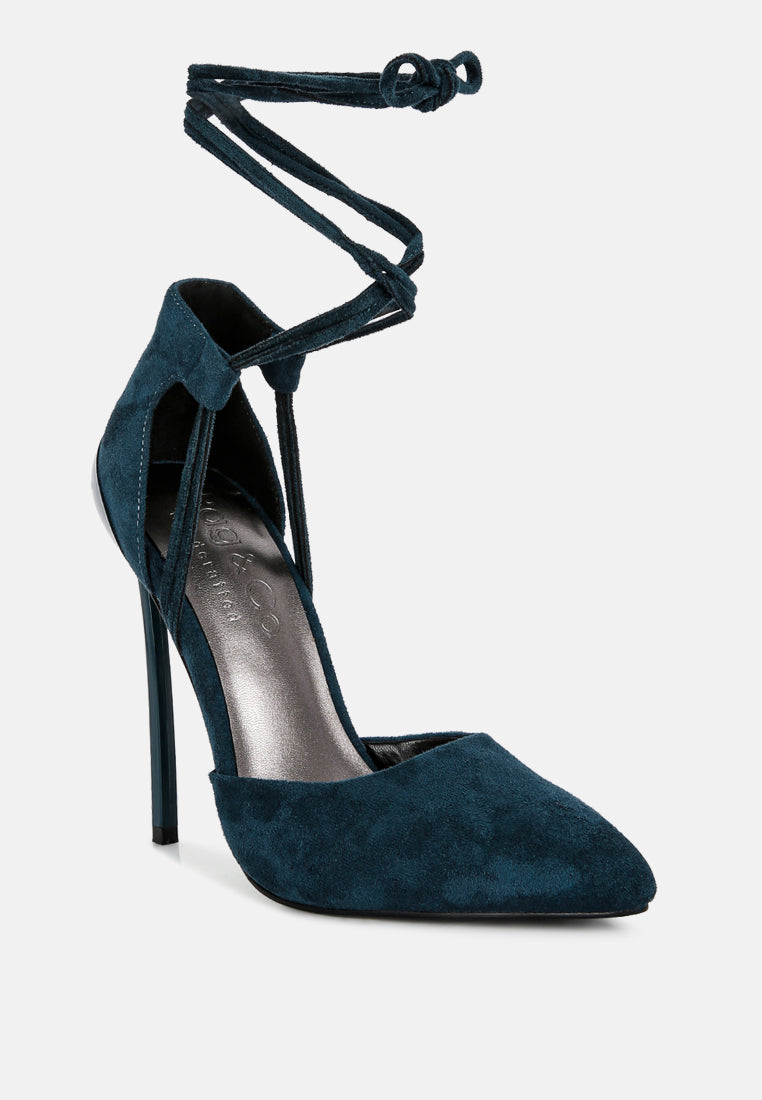 Rule Breaker sandalias de gamuza con tacón de aguja y cordones#color_azul oscuro