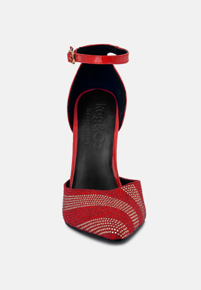 nobles rhinestone patterned stiletto sandals#color_red