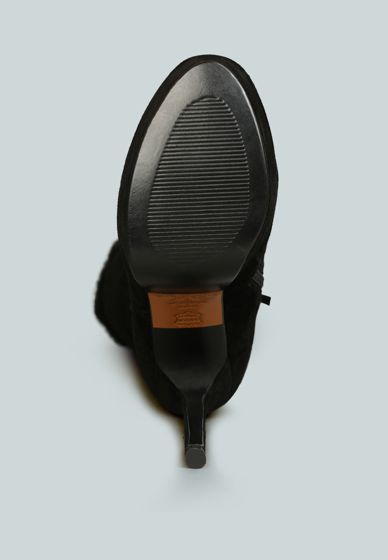 botas de pantorrilla de microfibra con tacón alto y plataforma saldana negro#color_negro