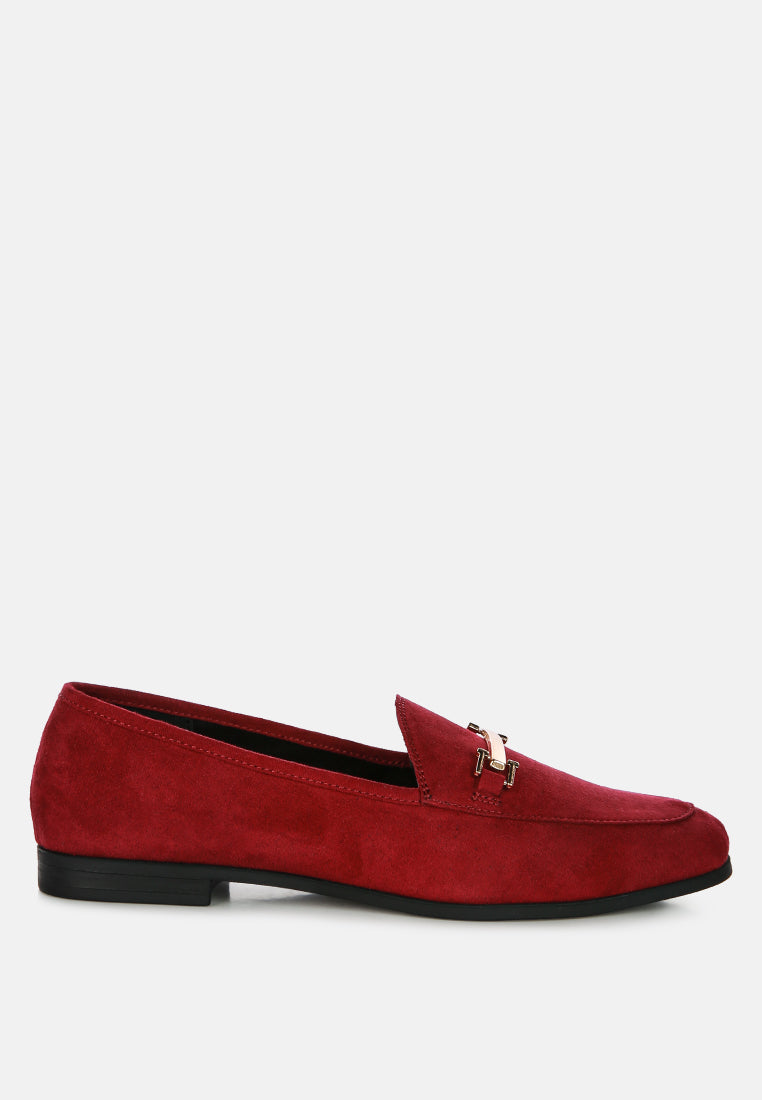 zaara solid faux suede loafers by ruw#color_burgundy