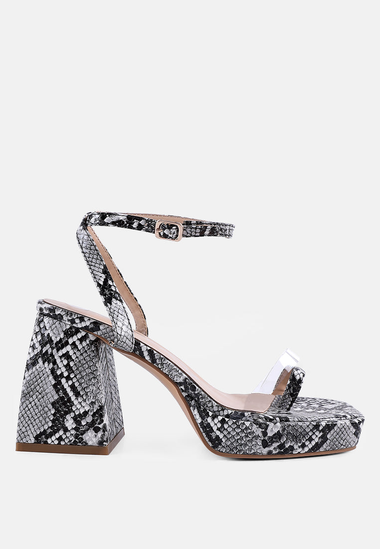 such flirt snake print triangular block heel sandals by ruw#color_black