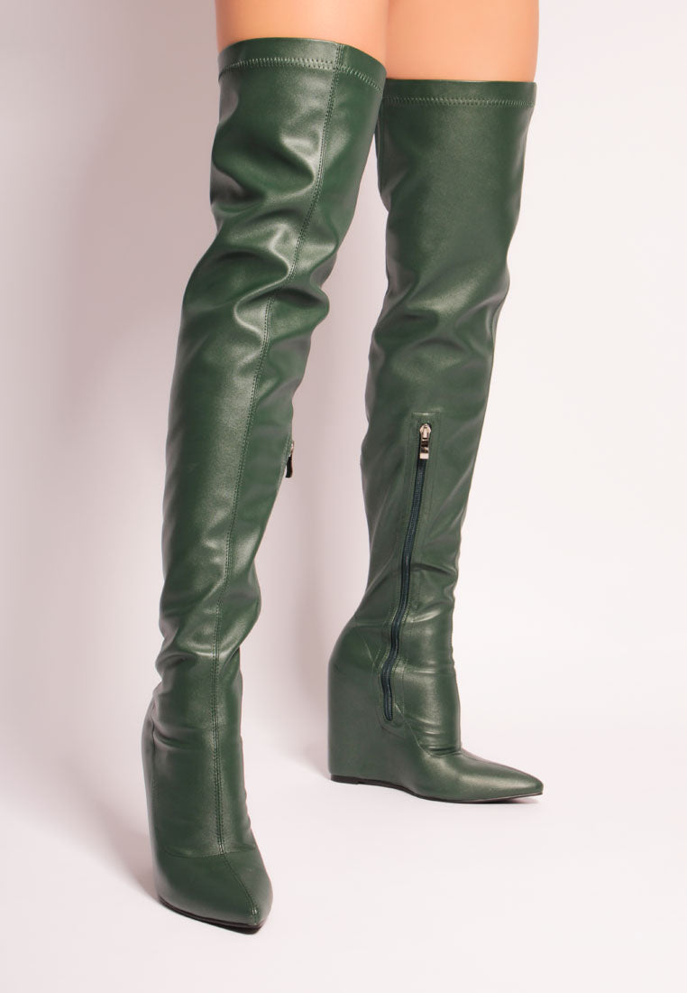 leggy lass wedge heel long boots by ruw#color_khaki