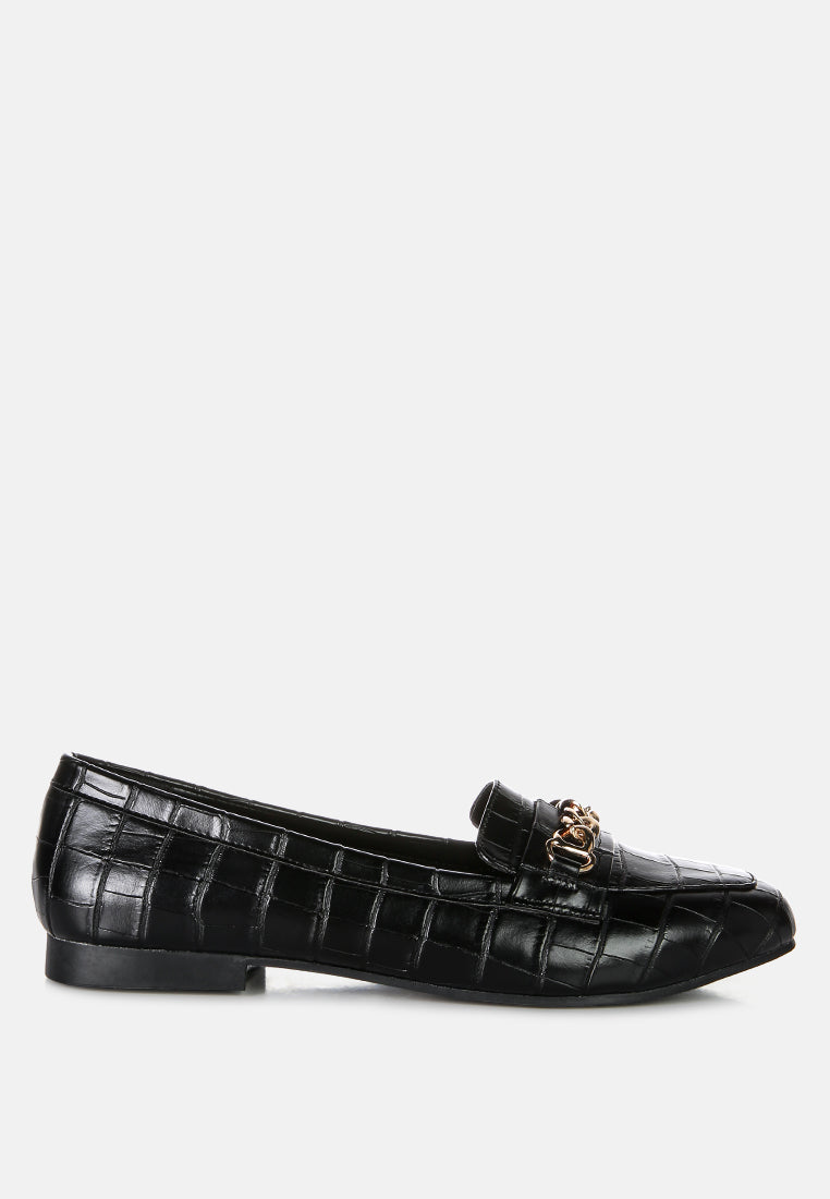 bro zone croc metail chain loafers by ruw#color_black