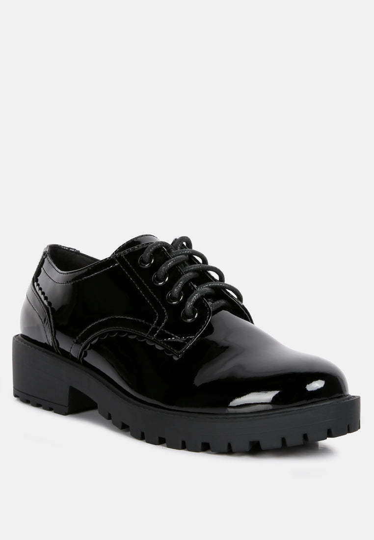 whittle patent lace up derby shoes by ruw#color_black