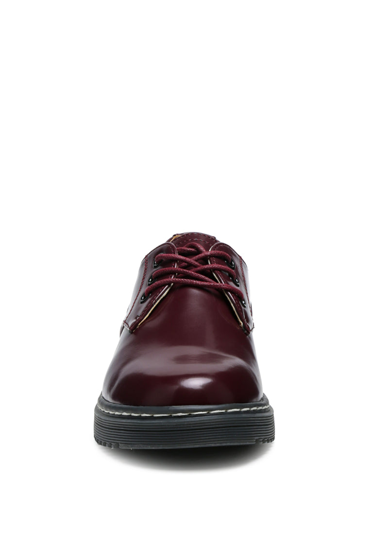 shanks oxford patent pu shoes by ruw#color_burgundy