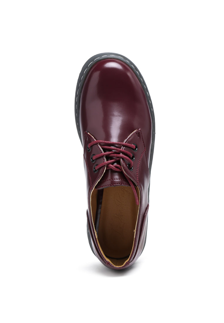 shanks oxford patent pu shoes by ruw#color_burgundy