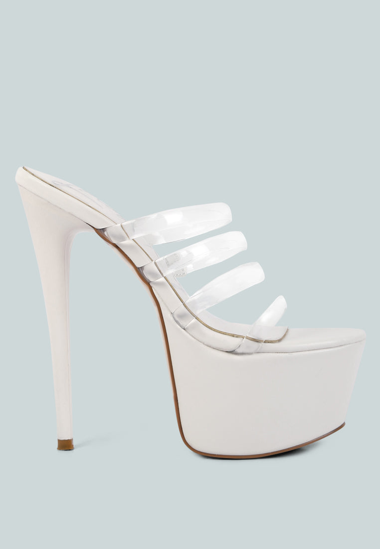 shots up ultra high heel clear straps sandals#color_white