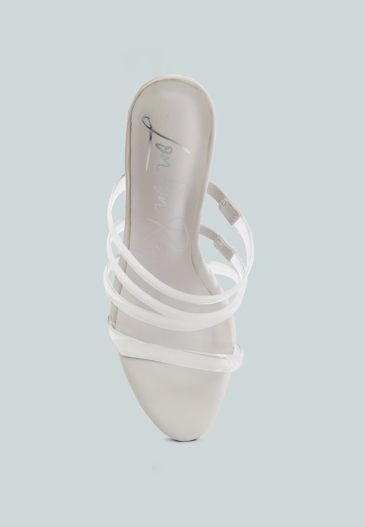 shots up ultra high heel clear straps sandals#color_white