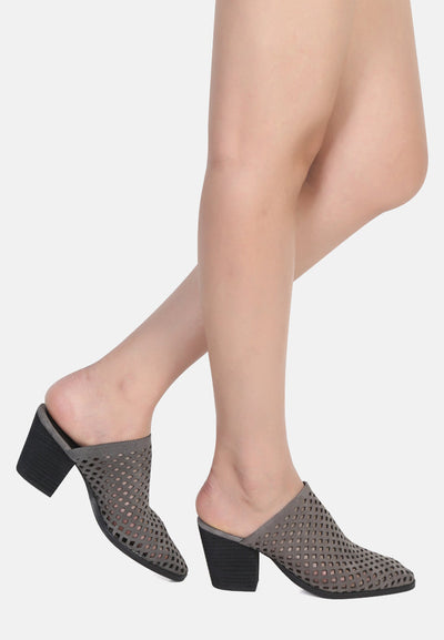 sia stacked heel laser-cut mules#color_grey