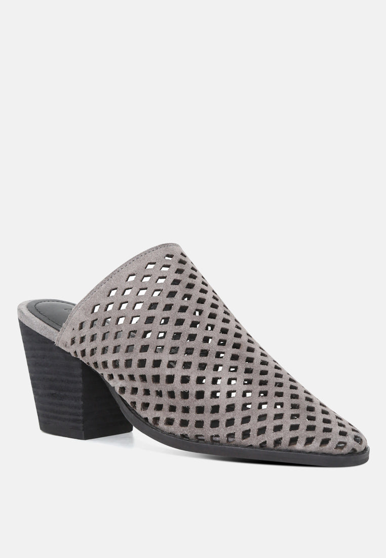 sia stacked heel laser-cut mules#color_grey