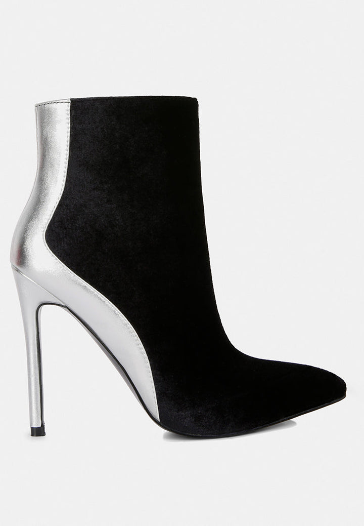 slade metallic highlight high heeled ankle boots#color_black-silver