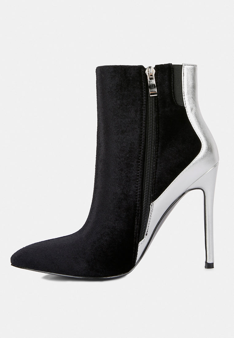 slade metallic highlight high heeled ankle boots#color_black-silver