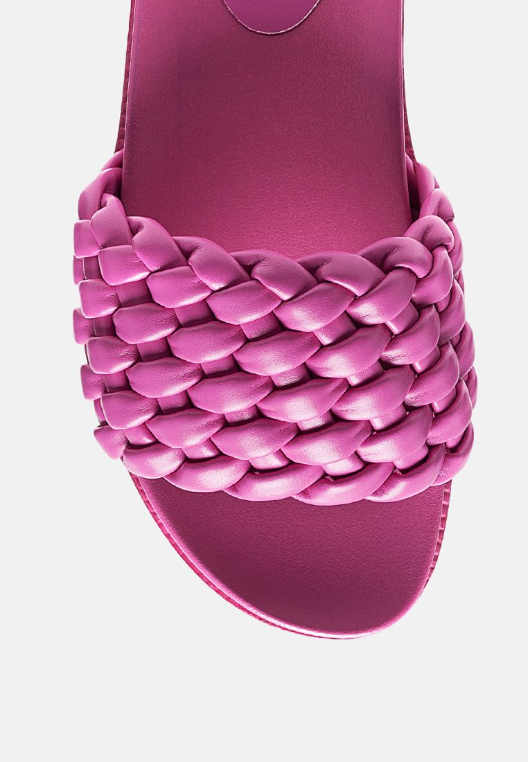 platform slides with woven textured straps by ruw#color_fushia