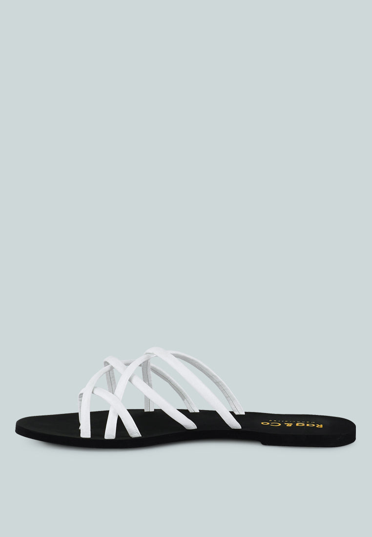 sweetin strappy flat slip on sandals#color_white