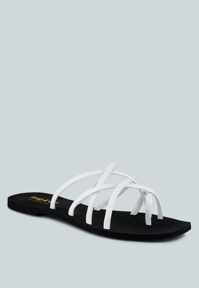 sweetin strappy flat slip on sandals#color_white