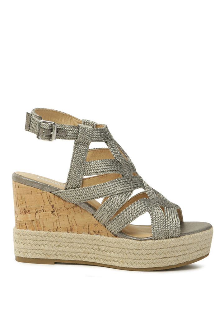 ankle strap wedge sandals#color_silver