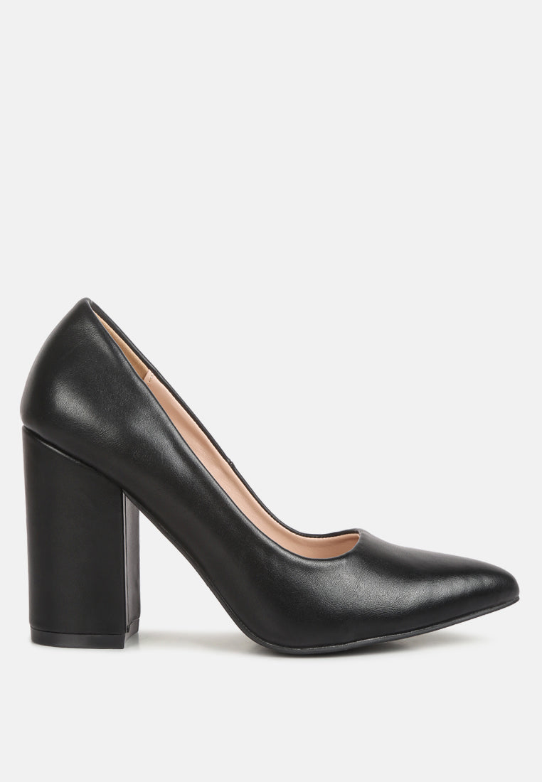 zhuri faux leather solid block heel pumps by ruw#color_black