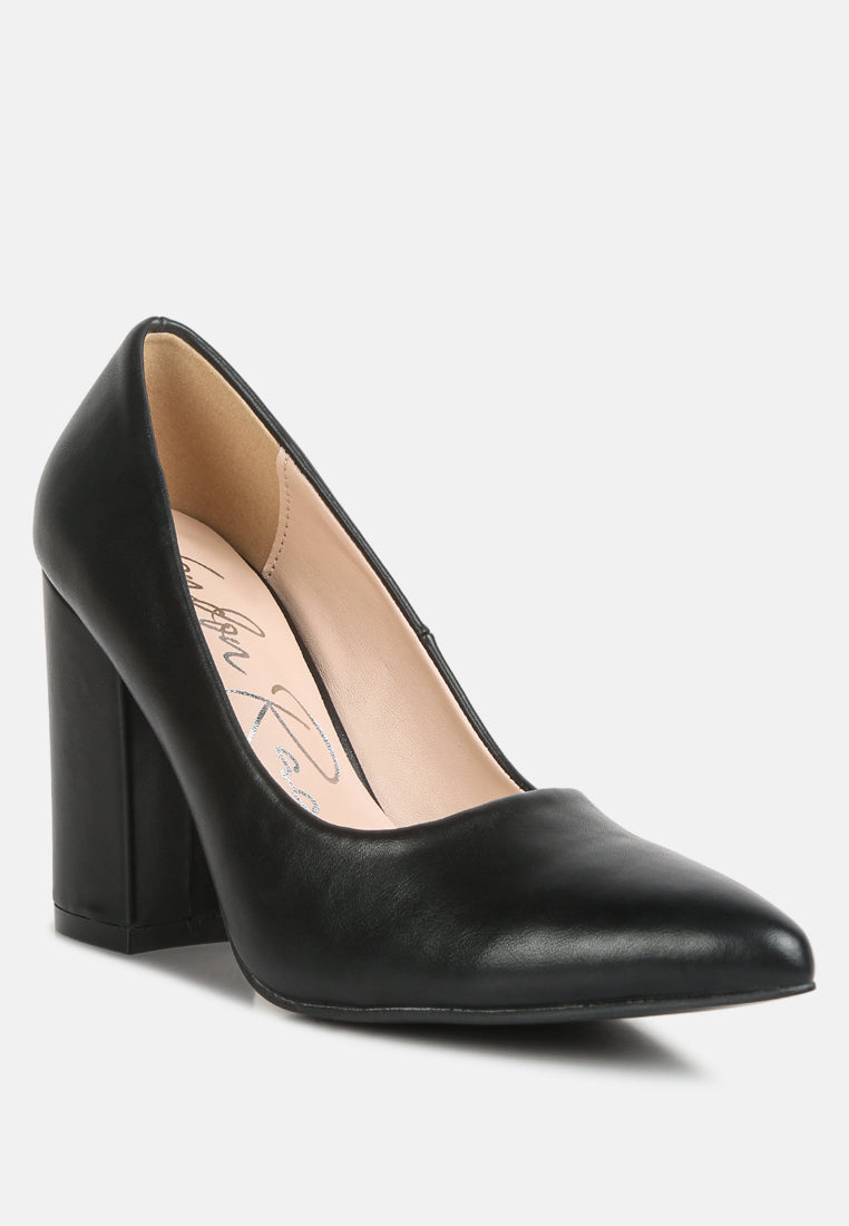 zhuri faux leather solid block heel pumps by ruw#color_black