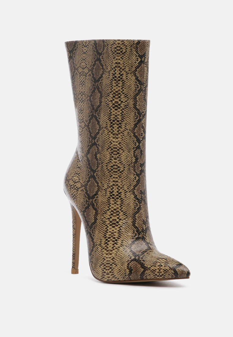micah pointed toe stiletto high ankle boots by ruw#color_snake-print