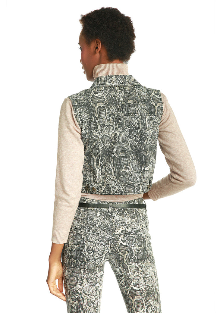 snake print women's vest jacket#color_snake-print