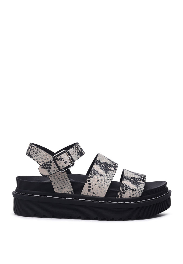 miray flatform zig-zag sole sandals#color_black-white