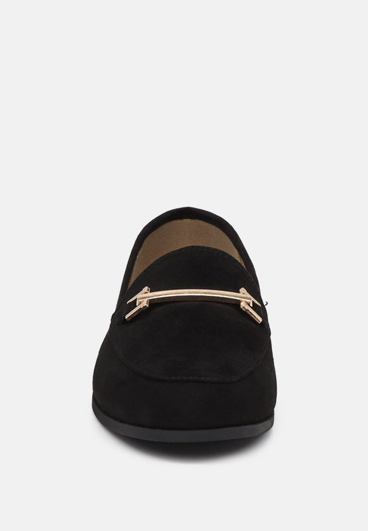 zaara solid faux suede loafers by ruw#color_black
