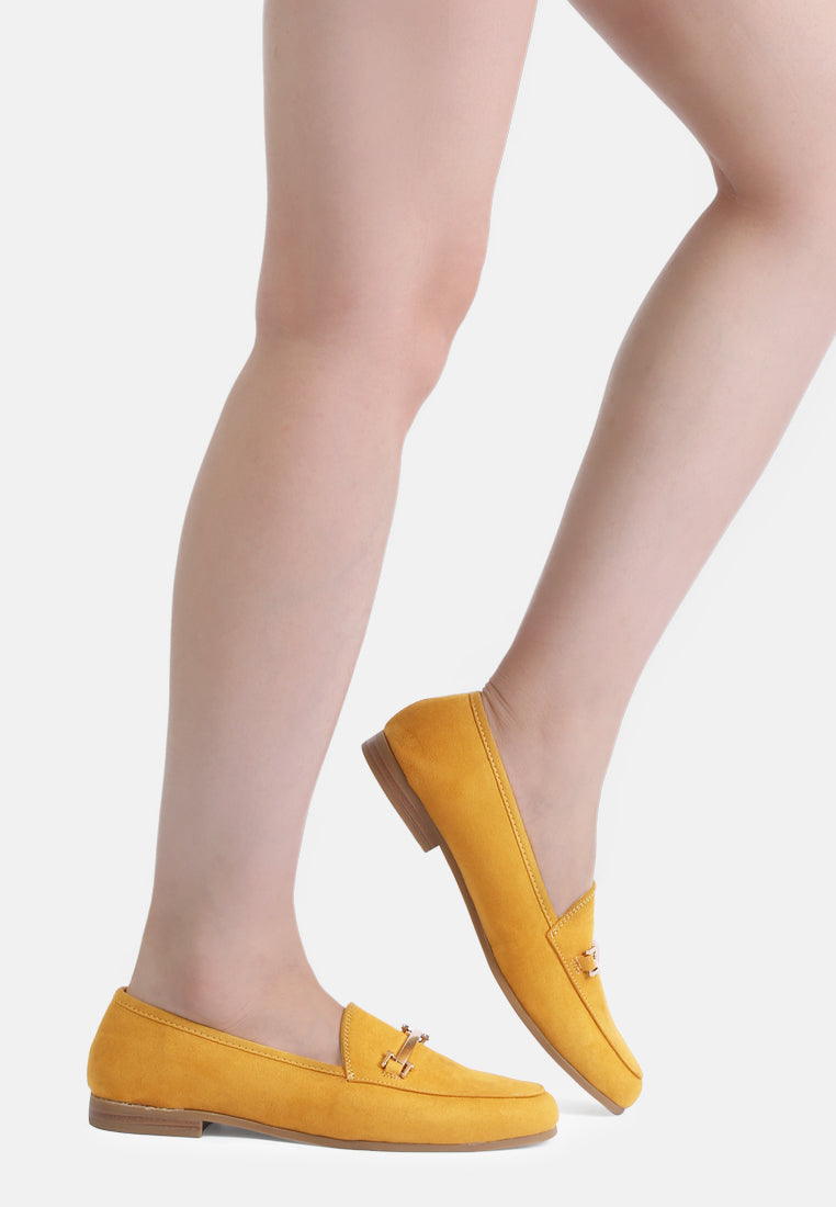 zaara solid faux suede loafers by ruw#color_yellow