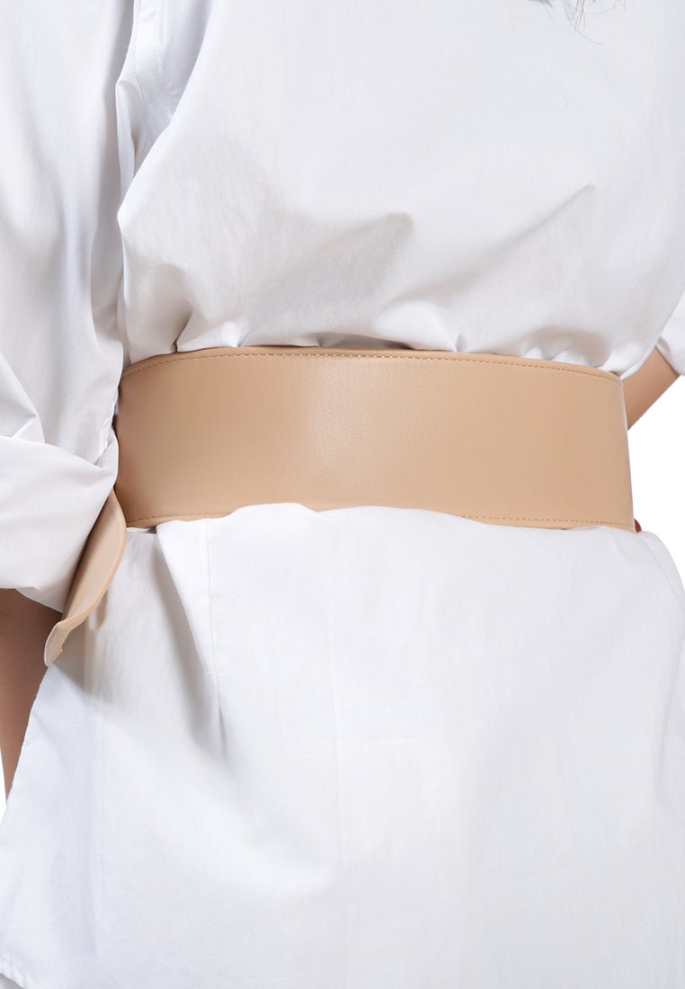 solid faux leather belt#color_beige