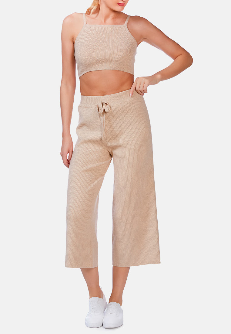 solid casual drawstring cropped pants by ruw#color_beige