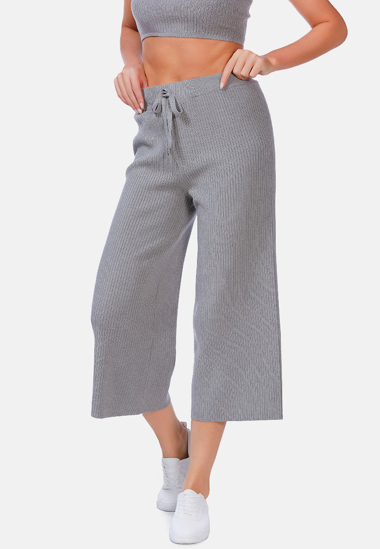 solid casual drawstring cropped pants by ruw#color_grey