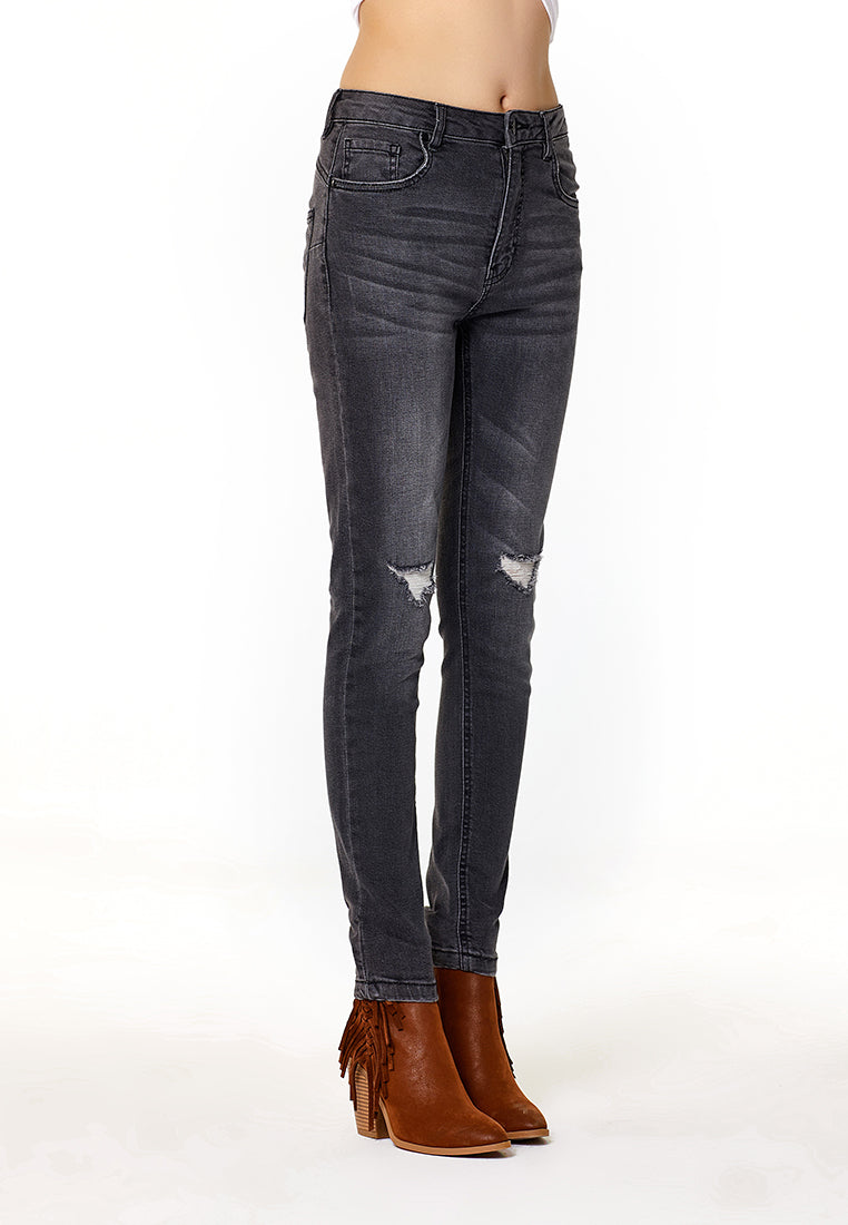 slim fit distressed jeans#color_black