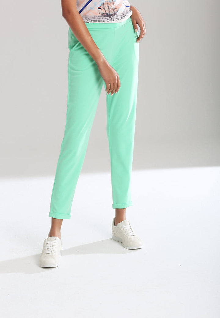 straight cut casual pants#color_mint-green