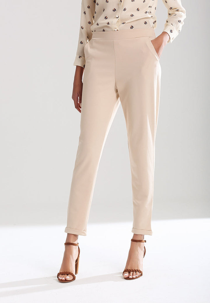 straight cut casual pants#color_beige