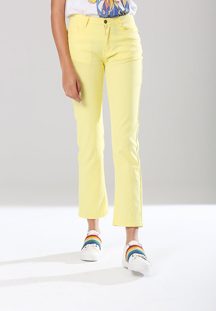 straight cut denim pants#color_yellow