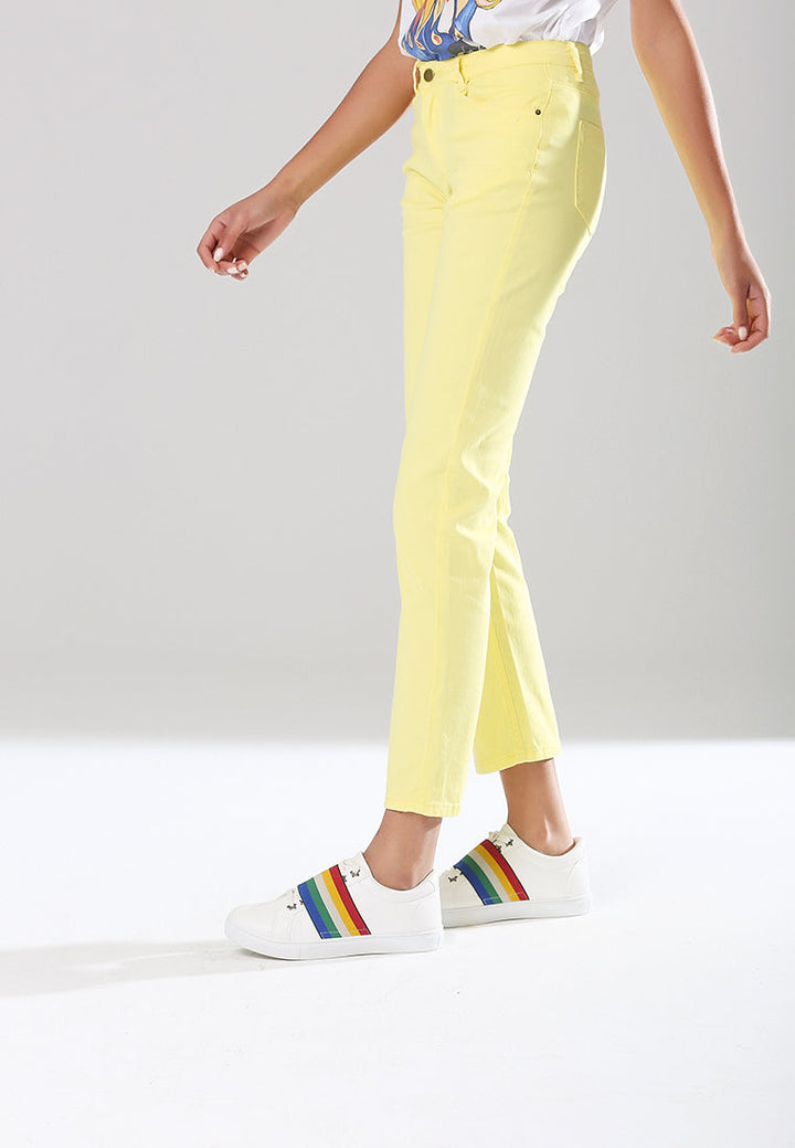 straight cut denim pants#color_yellow