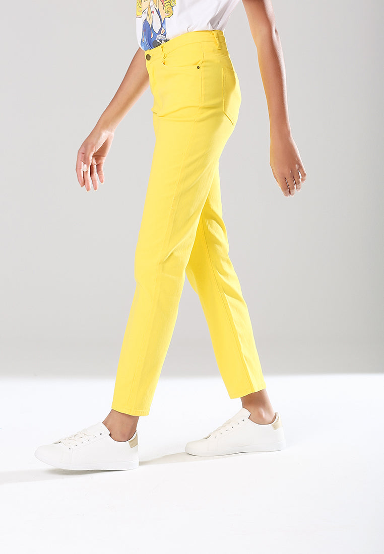 straight cut denim pants#color_mustard