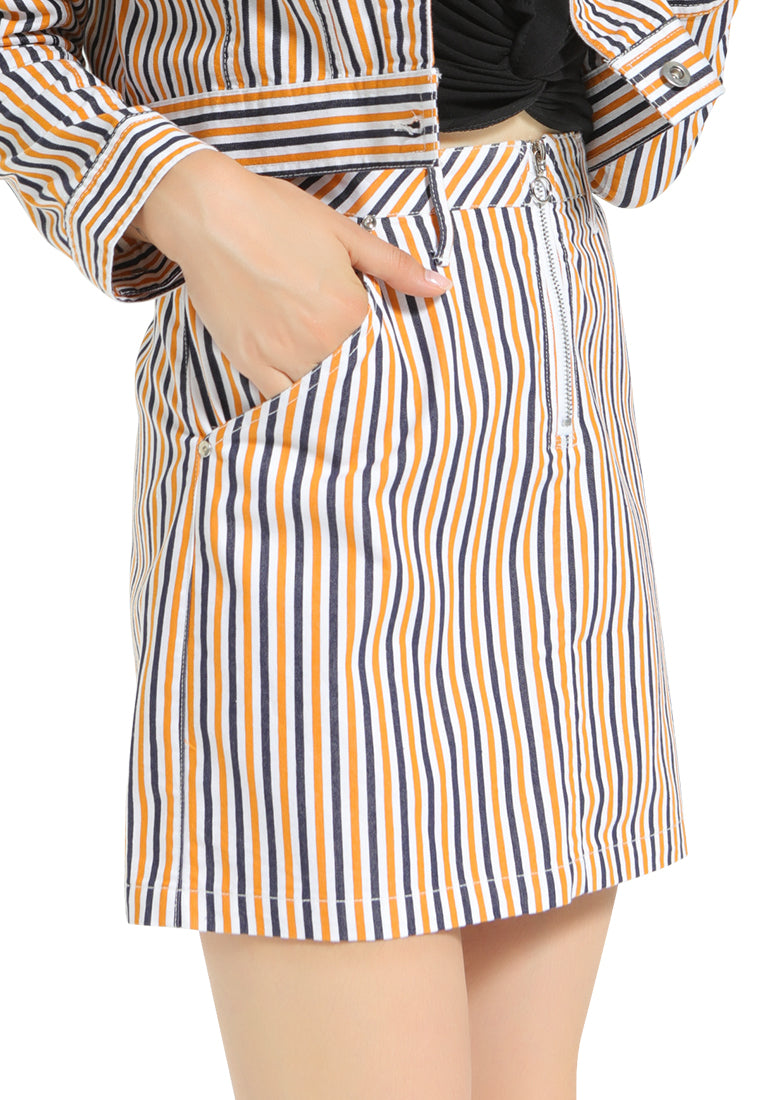 Striped Mini Skirt#color_mustard
