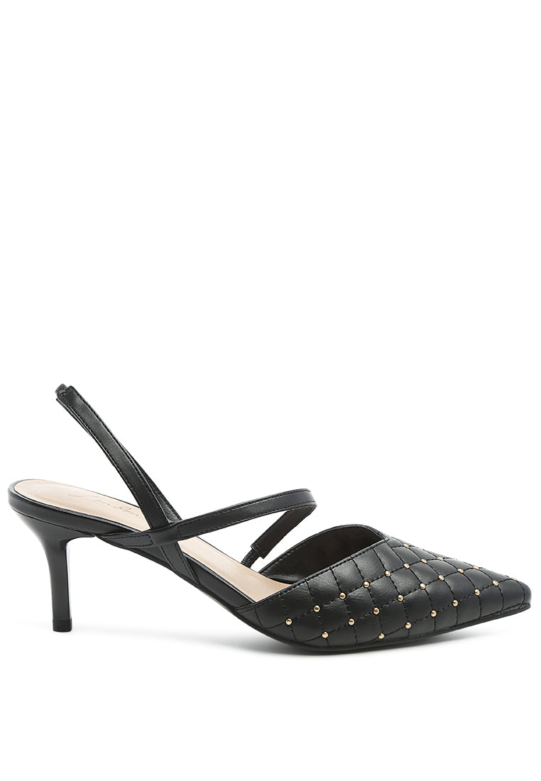 studded quilted faux leather slingback sandal#color_black