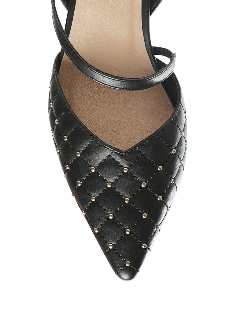 studded quilted faux leather slingback sandal#color_black
