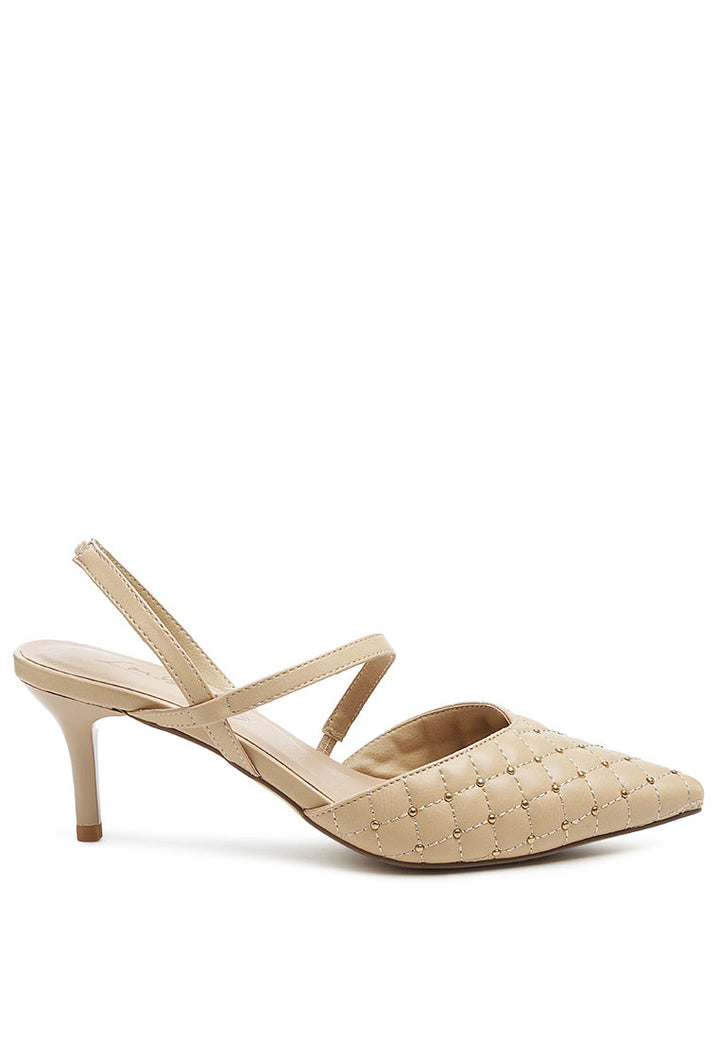 studded quilted faux leather slingback sandal#color_nude