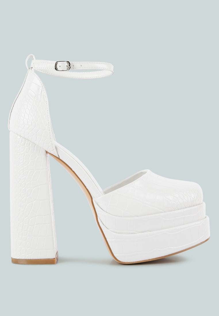 tempt me croc textured high block heel sandals by ruw#color_white