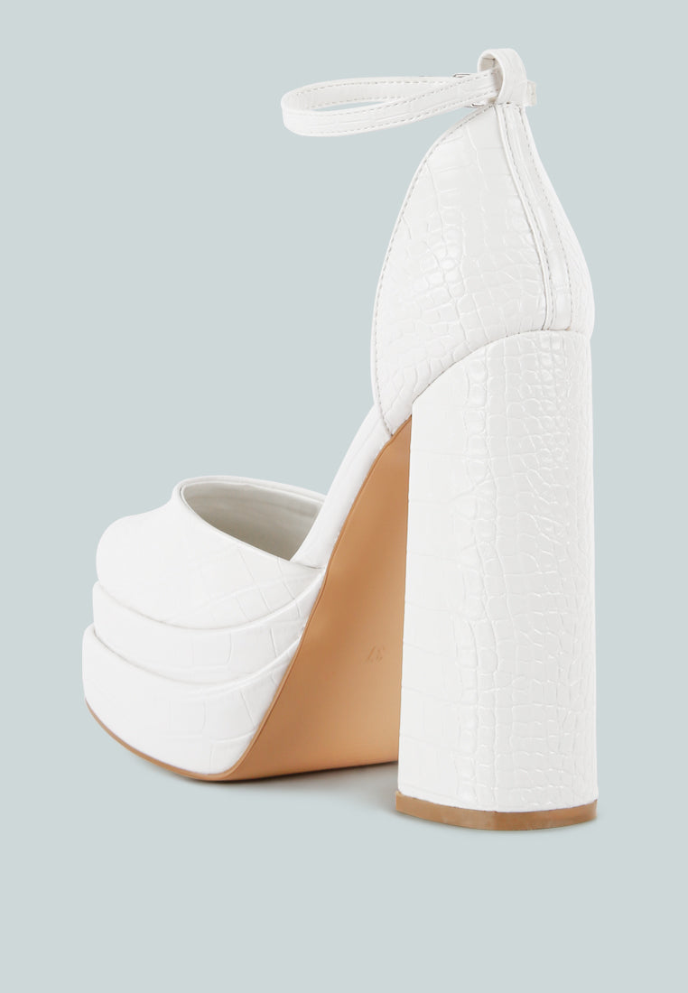 tempt me croc textured high block heel sandals by ruw#color_white