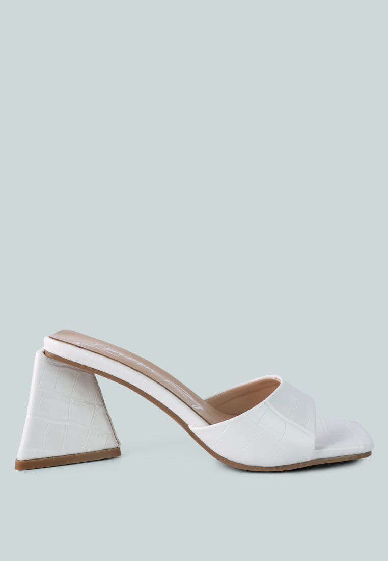 trinity croc pattern triangle heel sandals by ruw#color_white