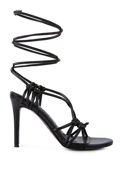 trixy knot lace up high heeled sandal#color_black