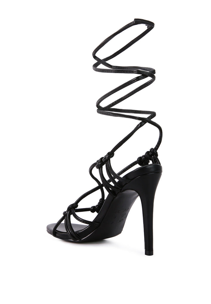 trixy knot lace up high heel sandal by ruw#color_black