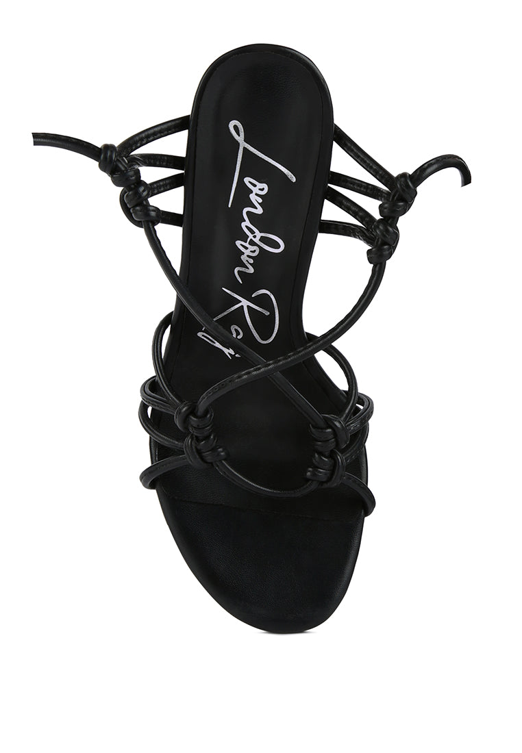 trixy knot lace up high heel sandal by ruw#color_black